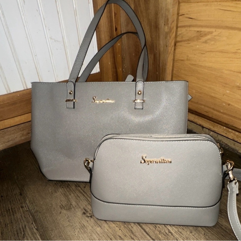 Sophisticated Gray Tote and Crossbody Set
